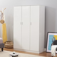 White 3 Door Triple Wardrobe
