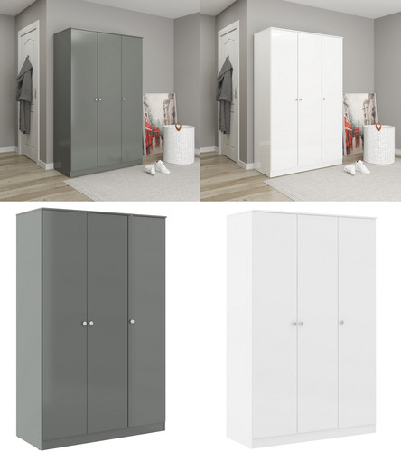 Gloss door triple wardrobe - gloss,